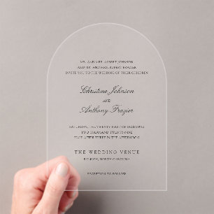 Old Money Black and White Classic Wedding Acrylic Invitations