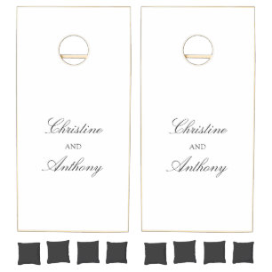 Old Money Black and White Classic Wedding Cornhole Set