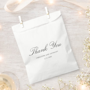 Old Money Black and White Classic Wedding Favor Bag