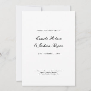 Old Money Black and White Wedding  Invitation