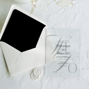 Old Money Black and White Wedding Minimalist  Acrylic Invitations