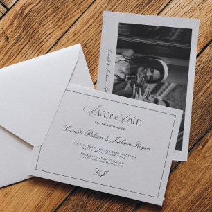 Old Money Black and White Wedding Save the Date Invitation