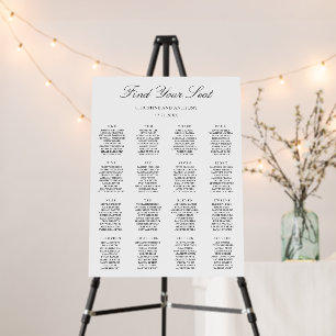 Old Money Black and White Wedding Seating Chart Foam Board