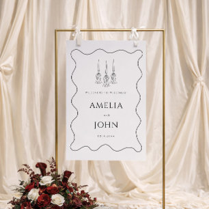 Old Money Black & Cream Wedding Welcome Foam Board