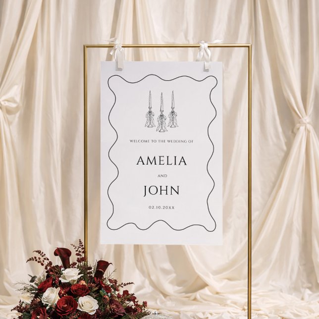 Old Money Black & Cream Wedding Welcome Foam Board (Creator Uploaded)
