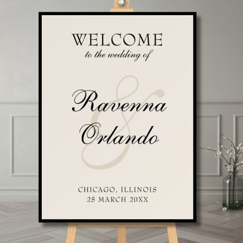 Old Money Black Ivory Timeless Elegant Wedding Foam Board