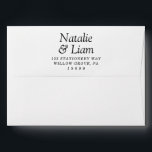 Old Money Black & White Retro Unique Wedding Envelope<br><div class="desc">A retro modern hand written bright old money wedding envelope. Which features bold  bride and groom's names in black color. And  personalized return address .  On simple white vintage color background. Which suits the whole wedding suite.</div>