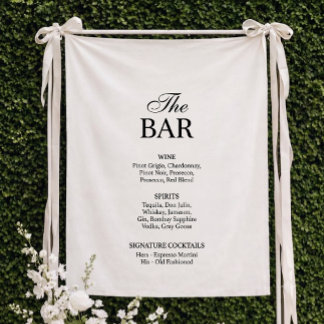 Old Money Black & White | Wedding Bar Fabric Sign Tapestry