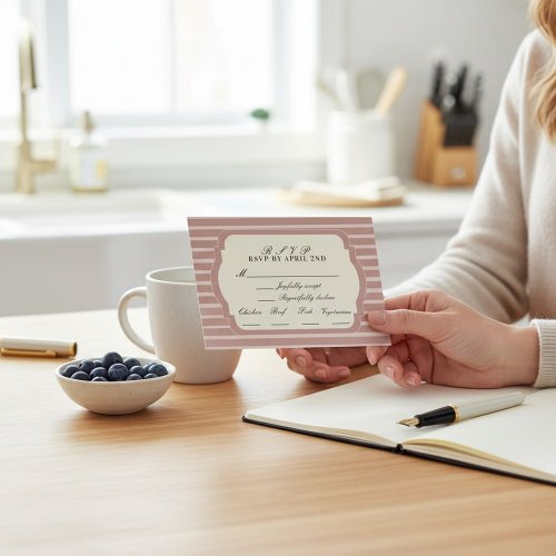 old money Boho Striped RSVP Card