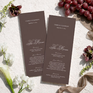 Old Money Brown Wedding Menu Card