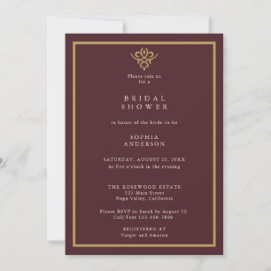 Old Money Burgundy Bridal Shower  Invitation