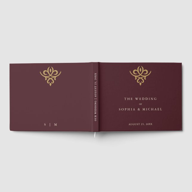 Old Money Burgundy Wedding Guest Book (Full)