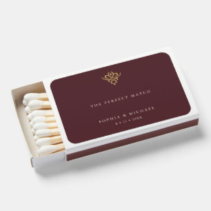Old Money Burgundy Wedding Matchboxes