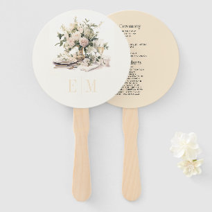 Old Money Champagne and Blush Wedding Program Hand Fan