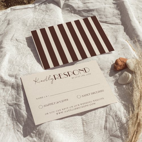 Old Money Chocolate Brown Classy Fancy Wedding RSVP Card
