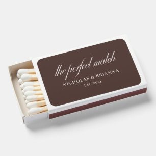 Old Money Chocolate Brown Wedding Matchboxes