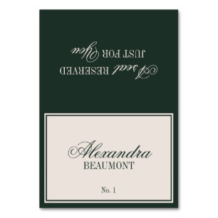 Old Money Classic Emerald Green Wedding Place Card