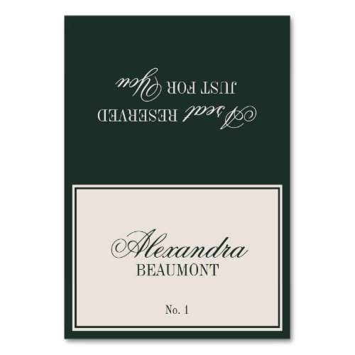 Old Money Classic Emerald Green Wedding Place Card