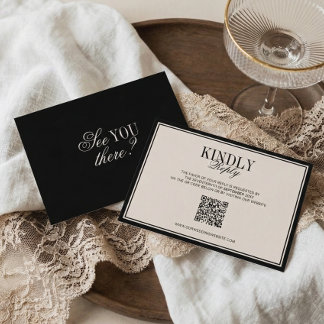 Old Money Classic Luxury Black Cream Wedding RSVP Card