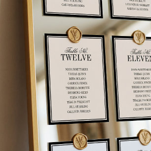 Old Money Classic Luxury Black Cream Wedding Table Number