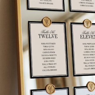 Old Money Classic Luxury Black Cream Wedding Table Number