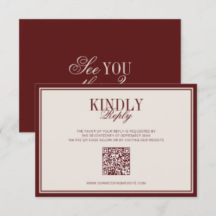 Old Money Classic Luxury Burgundy Cream Wedding RSVP Card
