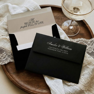 Old Money Classy Timeless Black Cream Wedding Envelope