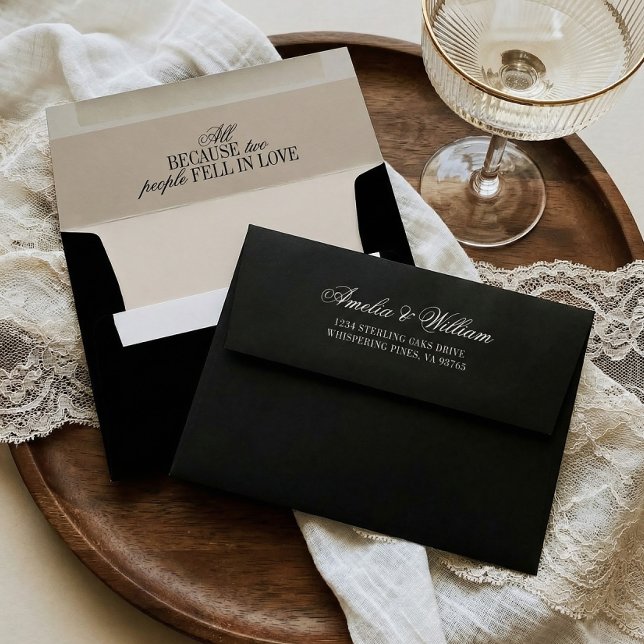 Old Money Classy Timeless Black Cream Wedding Envelope (Creator Uploaded)