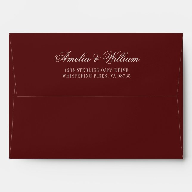Old Money Classy Timeless Burgundy Cream Wedding Envelope (Back (Top Flap))