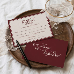 Old Money Classy Timeless Burgundy Cream Wedding RSVP Card