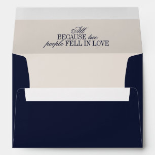 Old Money Classy Timeless Navy Blue Cream Wedding Envelope