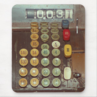Old Money Counter - Antique Cash Register Mouse Pad