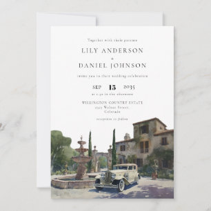 Old Money Country Estate QR Code Wedding Invitation