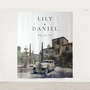 Old Money Country Estate Wedding Photo Backdrop