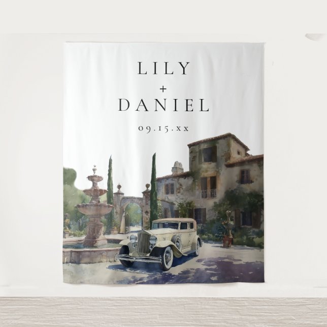 Old Money Country Estate Wedding Photo Backdrop (Front)