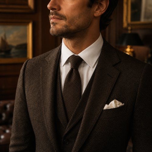 Old Money Dark Brown Birdseye Neck Tie