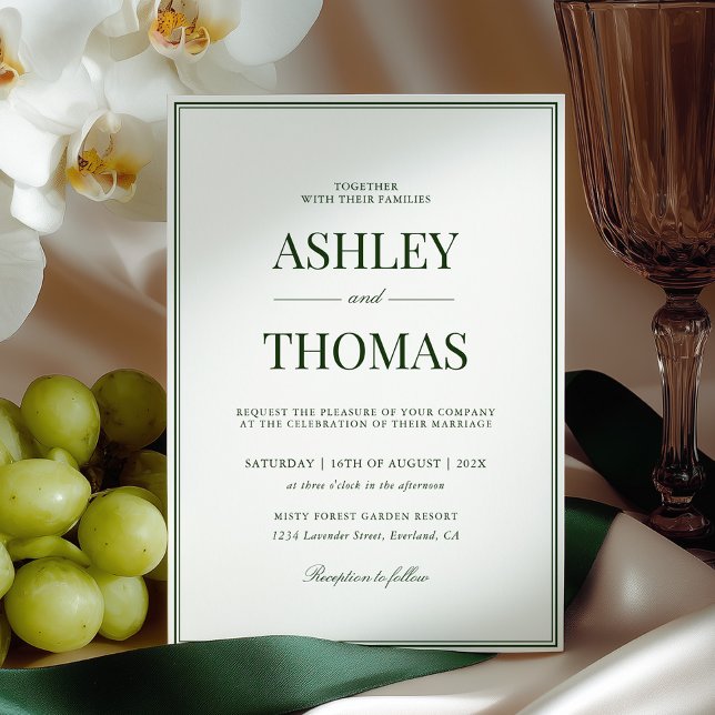 Old Money Dark Green Wedding Invitation (Creator Uploaded)