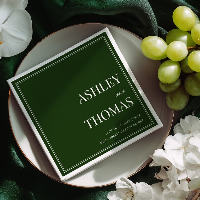 Old Money Dark Green Wedding Napkins (Creator Uploaded)