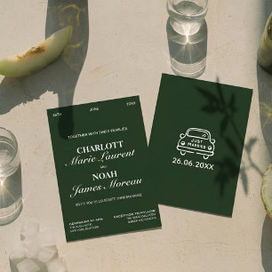 Old Money Elegant Dark Green Chic Luxury Wedding Invitation