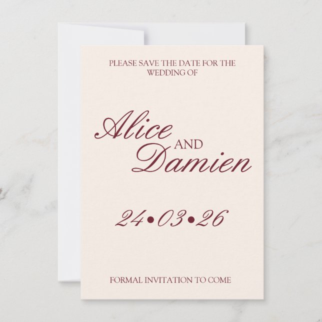 Old Money Elegant Save The Date (Front)