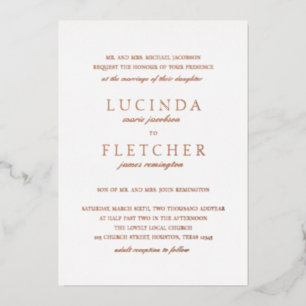 Old Money Elegant Wedding Foil Invitation