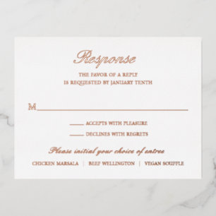 Old Money Elegant Wedding Foil RSVP Card