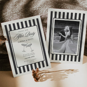 Old Money Elopement Wedding Invitation Black Retro