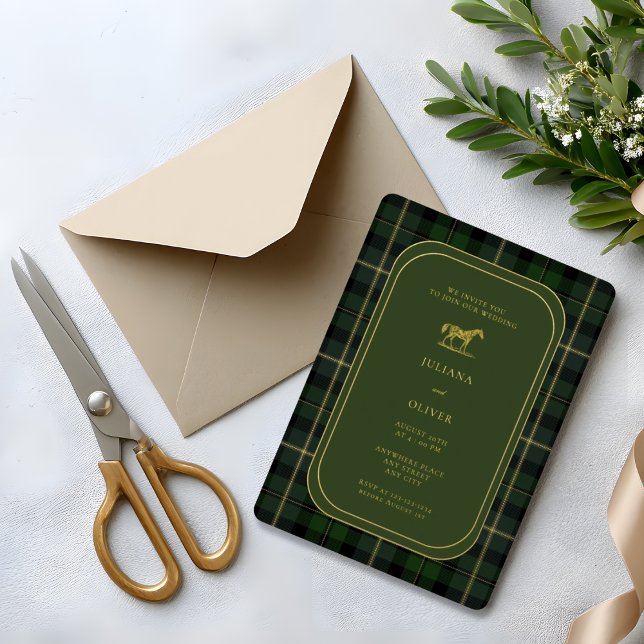 Old money, equestrian horse wedding  foil invitation (Creator Uploaded)