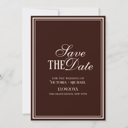 Old Money Espresso Brown Cream Fancy Wedding Save The Date
