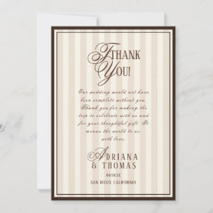 Old Money Espresso Calligraphy Wedding Thank You Card