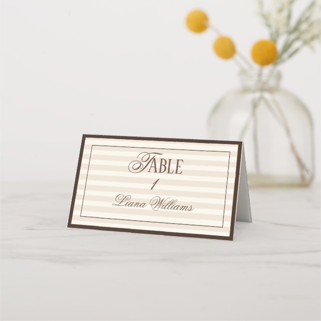 Old Money Espresso Wedding Place Card (Front)