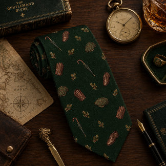 Old Money Gentleman Brogue Umbrella Flat Cap Green Neck Tie