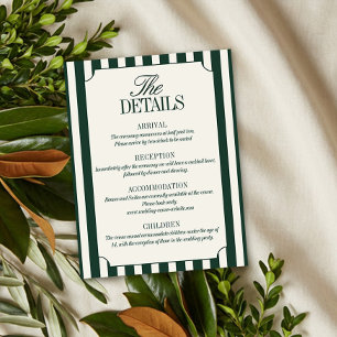 Old Money Green Stripe Wedding Details Enclosure Card