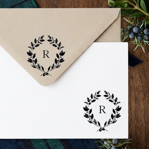 Old Money Heritage Holly Monogram Crest Self-inking Stamp